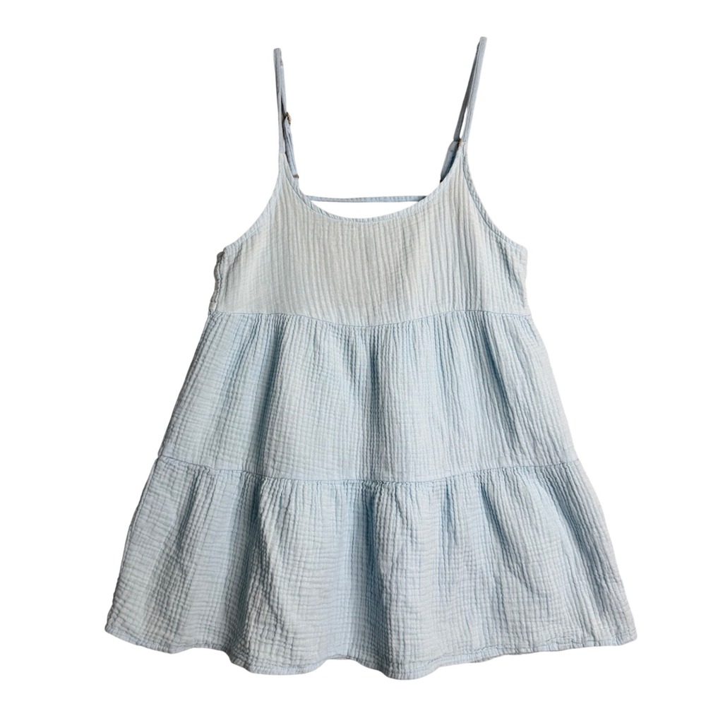 Wild Fable Gauze Babydoll Chemise Top Womens XS Blue Pastel Y2K Beachy‎ Cotton